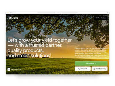 Landing page for Agricultural niche agriculture branding design futuristic graphic design illustration landing page logo modern ui ux vector web