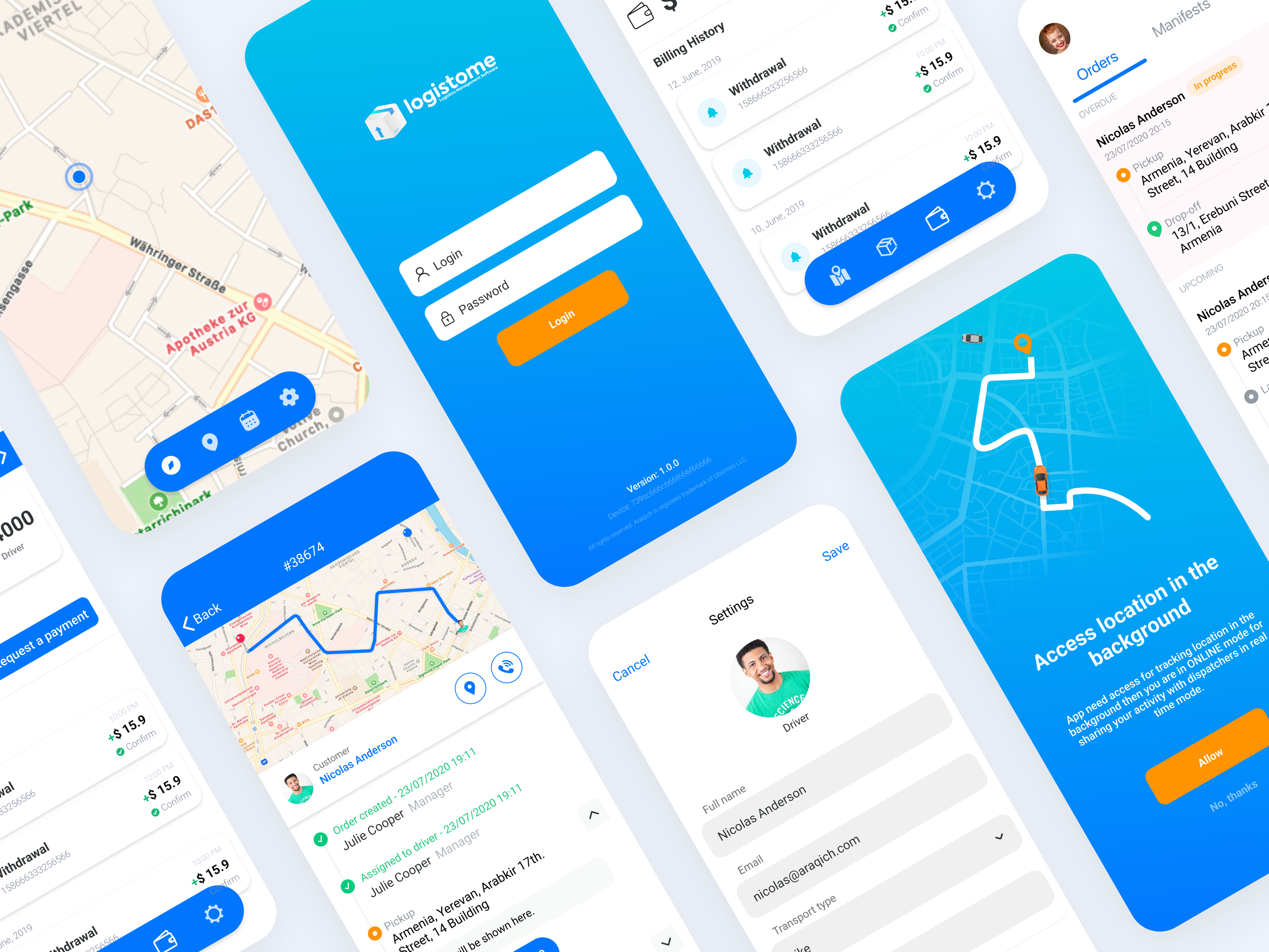 Logistics Management Mobile App UI Design delivery delivery app interface delivery app ui design graphic design interface design ios ios app logistics mobile app mobile app ui mobile interface order management ui ui design uiux uiux design ux design