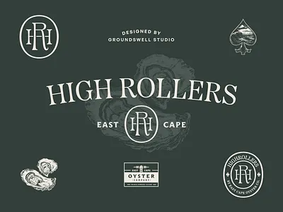 High Rollers by East Cape Oyster Company badge branding concept fishing gambling lettering logo monogram oyster oyster branding oyster logo traditional typeface typography vintage
