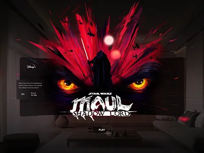 VisionPro/Disney+ Maul Art apple apple vision pro ar concept coverart disney disneyplus experience illustration menu red starwars ui vr