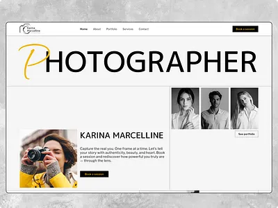 Photographer's website design hero section home page landing page photographer site ui uiux web design website