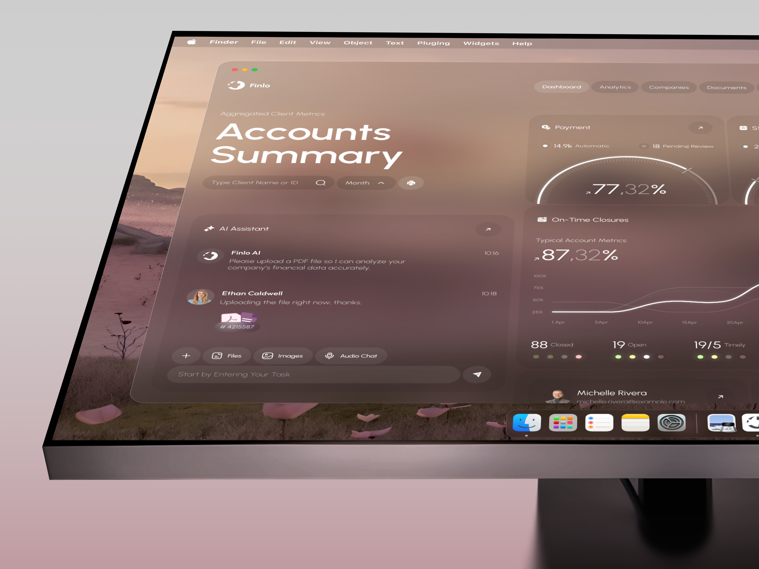 Finlo CRM - Account Management Dashboard account ai app app design assistant b2b business chat crm dashboard design interface management product saas software ui ux web web app