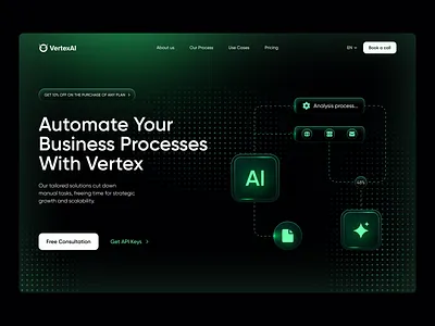 Vertex - AI Platform ai ai cloud ai technology ai website design artificial intelligence assistant chatgpt clean homepage interface landing page machine learning minimal neural network saas software ui design ui ux web website