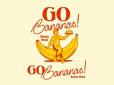 Go Bananas! baker bakery banana banana bread branding design doodle drawing graphic design illustration lettering logo typography vector