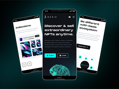 Oaziz — NFT Platform Landing Page (Mobile) mobilefirst