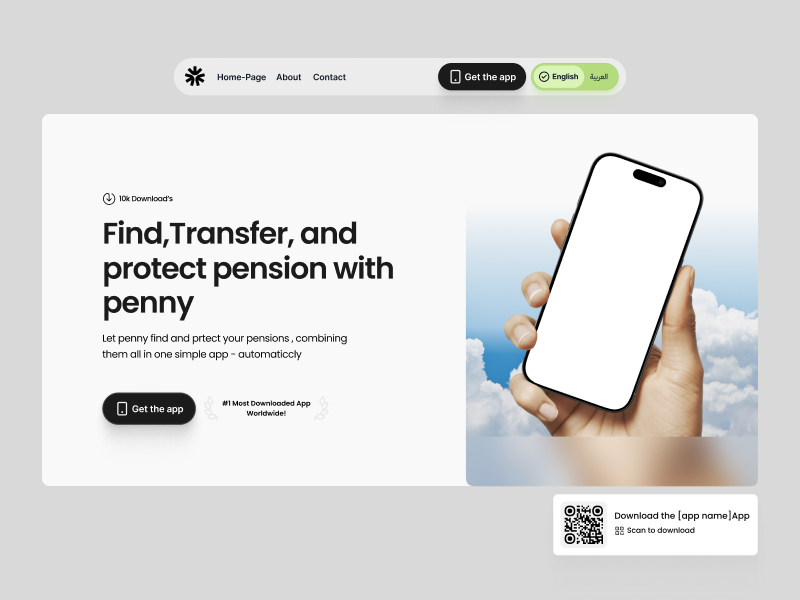 Mobile App Landing Page – UX-Driven Website Mockup minimal app design mockup