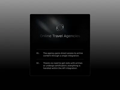 Tickets Consolidator - Card best web design card design card for website dark theme modern website tickets provider travel facilitator travel provider user interface website ui