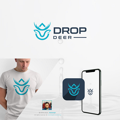 Deer Head + Drop Logo Design abstract logo blue branding creative logo deer drop deer drop logo deer head logo design drop logo illustration lettering logo logo design minimal modern logo