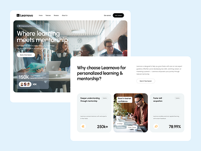 Learnovo — Website for a Mentorship-Based Learning Platform edtech education hero homepage landingpage learningplatform mentorship tech uiinspiration uxui webdesign