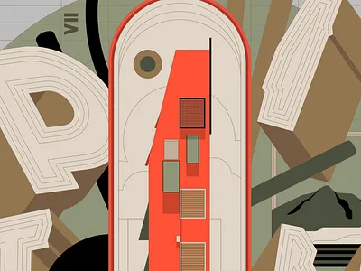 Pitu Rooms apparel architecture branding design digital editorial flat geometry hotel icon illustration indonesia letter logo minimal orange room seven typography vector