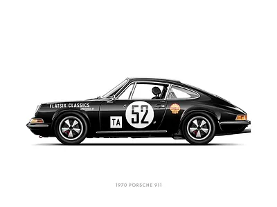 1970 Porsche 911 911 automotive cars classic clean design flatsix illustration porsche realistic rennsport vector