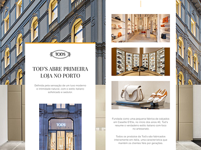 Tod’s Porto Grand Opening – Newsletter Design campaign clean design newsletter visual visualdesign