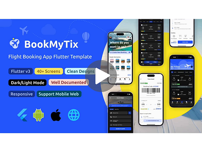 BookMyTix - Flutter Flight Booking App UI Kit airlines android apps booking dark mode figma flight ios iphone listing mobile mobile apps motion graphics showcase tickets travel trip ui ux