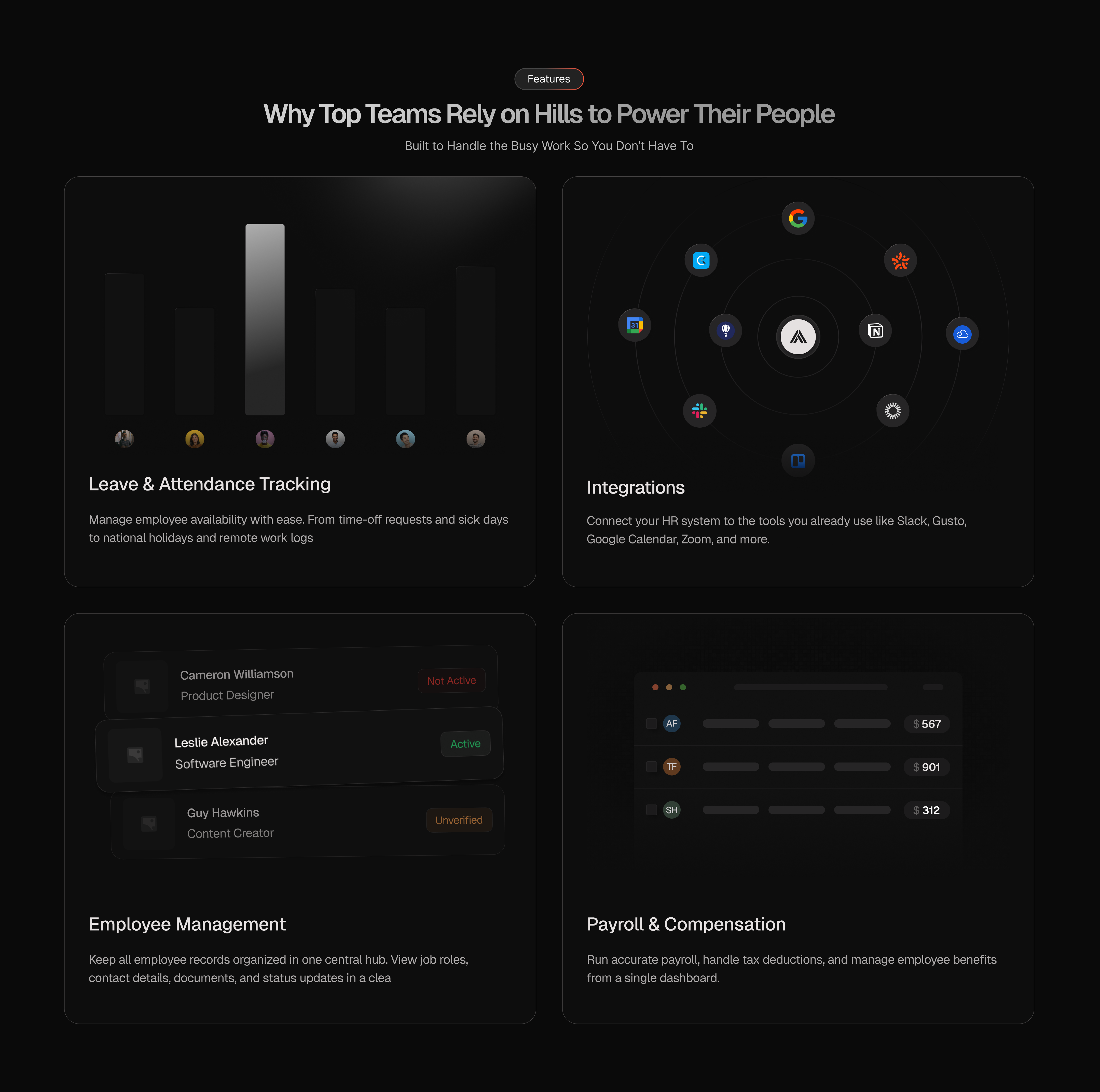 Bento feature Section for Hills bento branding graphic design landing page ui website