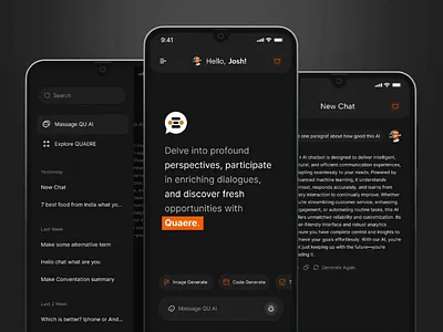 AI Chatbot - Personal AI Assistant Mobile App | QUAERE aesthetic ai app interfaces artifical intelligence best ui chat bot chatbot ui design landing page mobile app mobile app ui mobile ui modern app ui modern ui product design ui user interfaces ux uxui website