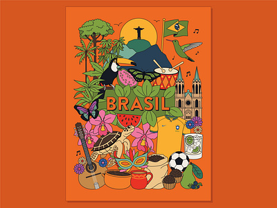Brasil Print brasil bright colour colourful design graphic design graphics illustration playful print vector