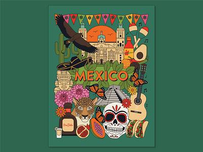 Mexico Print bright colour colourful design graphic design graphics illustration mexico playful print vector