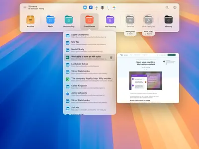 Piler app dropdown folders grid hover icons list macos modal native popover ui