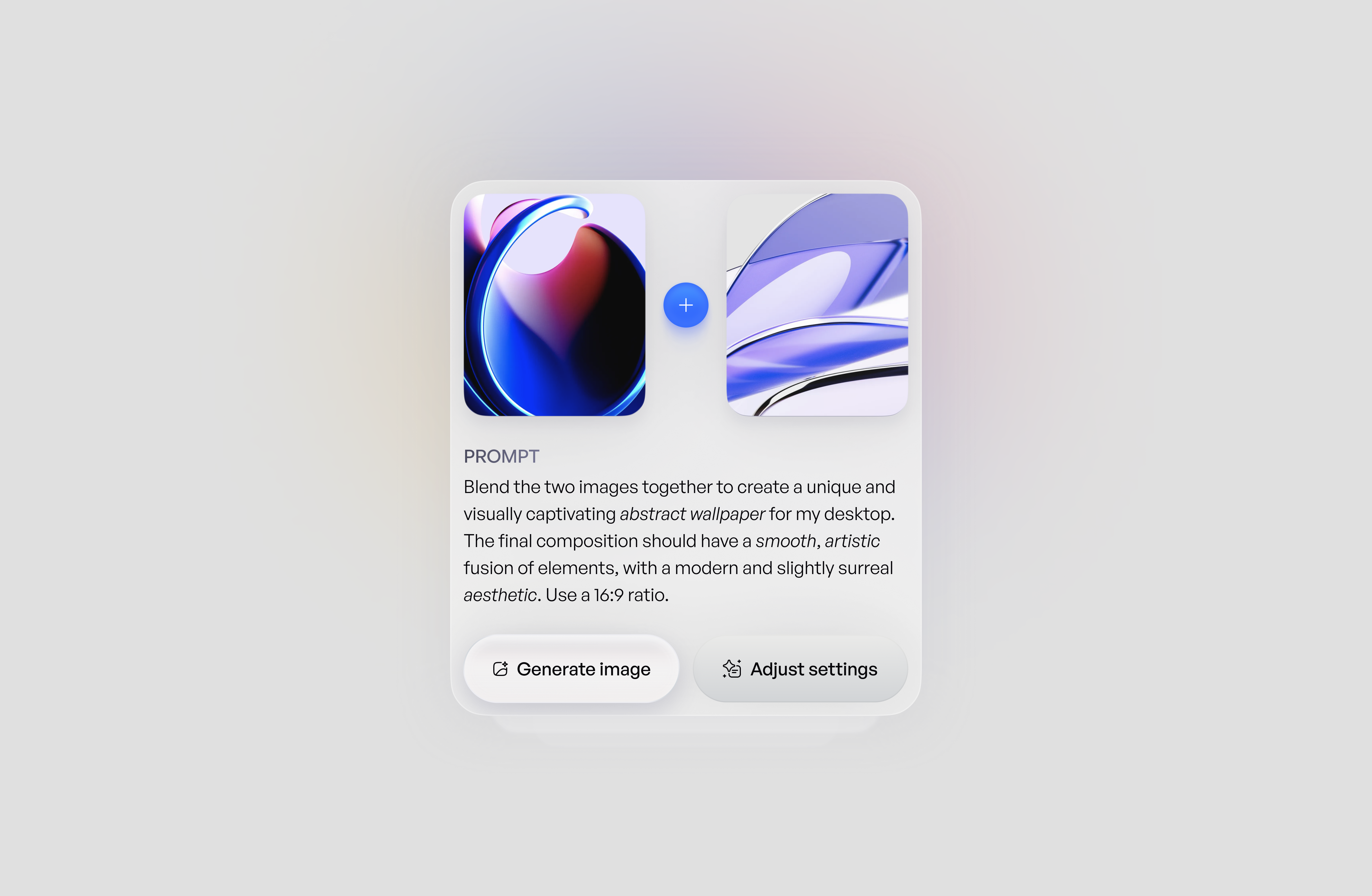Next-Gen AI Card ai ai design ai image ai tool bento button card concept creative design futuristic glass glassmorphism gradient image blending image generator minimal modern prompt visual design