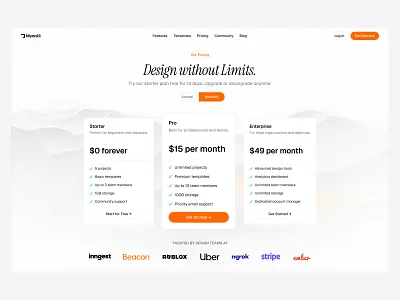 Pricing Section 💰 design grid landing landing page minimal plans pricing saas ui web design