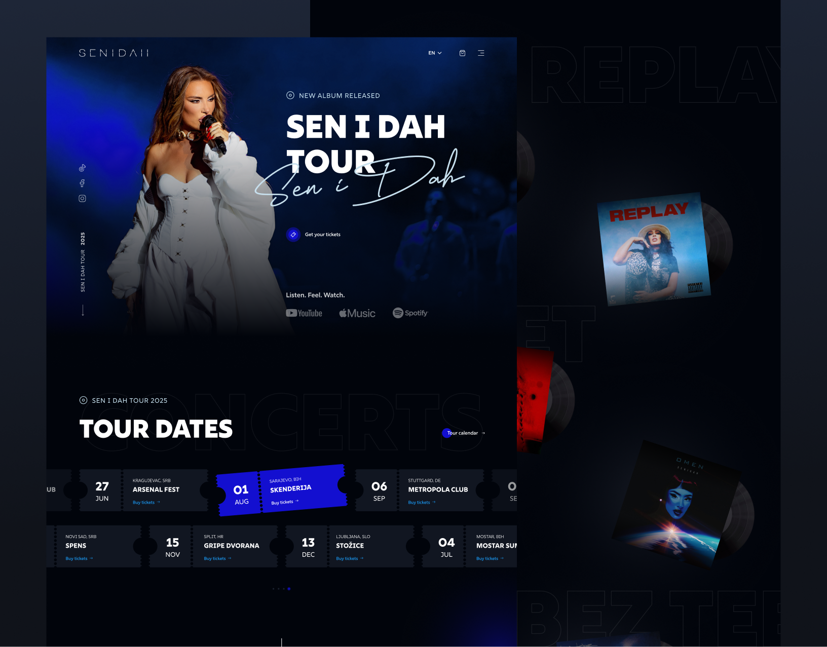 Senidah | UI/UX Design artist balkan celebrity concert diva hip hop home page landing page music pop music senidah ui design ui ux design user experience user interface ux design web design