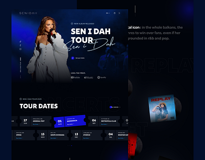 Senidah | UI/UX Design artist balkan celebrity concert diva hip hop home page landing page music pop music senidah ui design ui ux design user experience user interface ux design web design