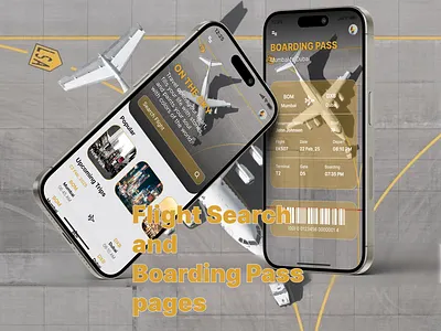 Flight Search and Boarding Pass pages boarding pass dailyui figma flight flight search mobile app search ui ui068 ux uxui web design