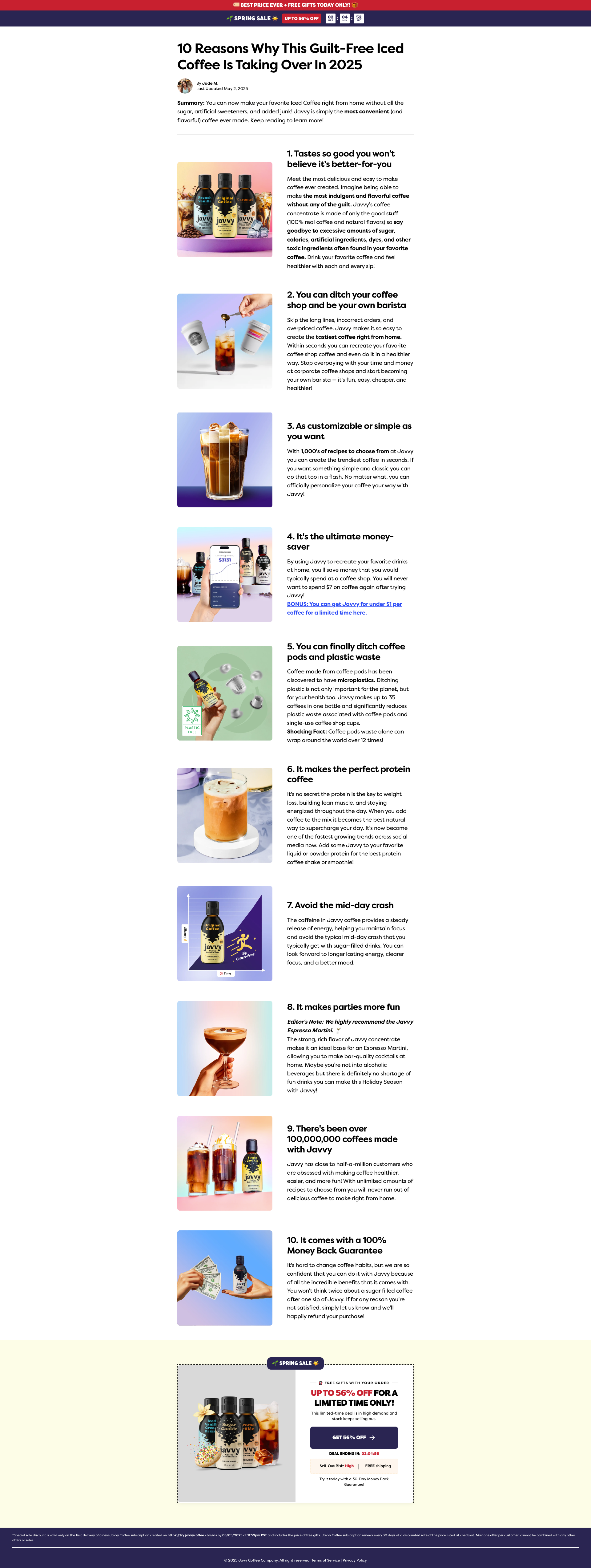 Try Javvy Coffe Listicle Page | Funnelish funnelish template