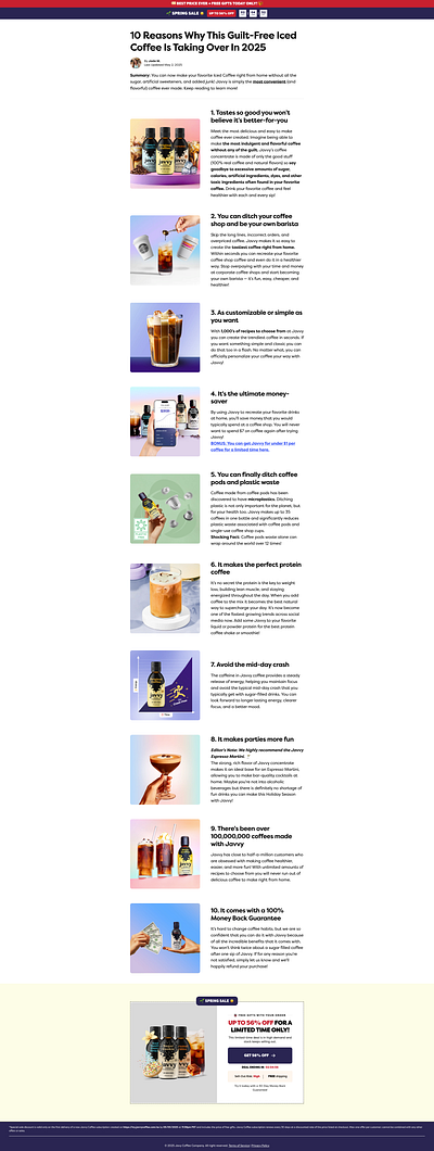 Try Javvy Coffe Listicle Page | Funnelish funnelish template