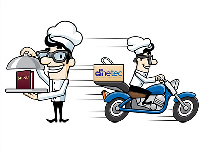 Dinetec Chef Character branding cartoon character design comics flat design graphic design illustration restaurant semi flat design vector