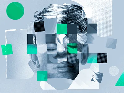 Fragments of Visual Memory abstract portrait artistic distortion collage art conceptual design digital texture emotional layers expressive design face composition fragmented identity geometric overlay glitch effect grayscale portrait memory fragments mixed media modern collage moody tones photo manipulation surreal face visual metaphor