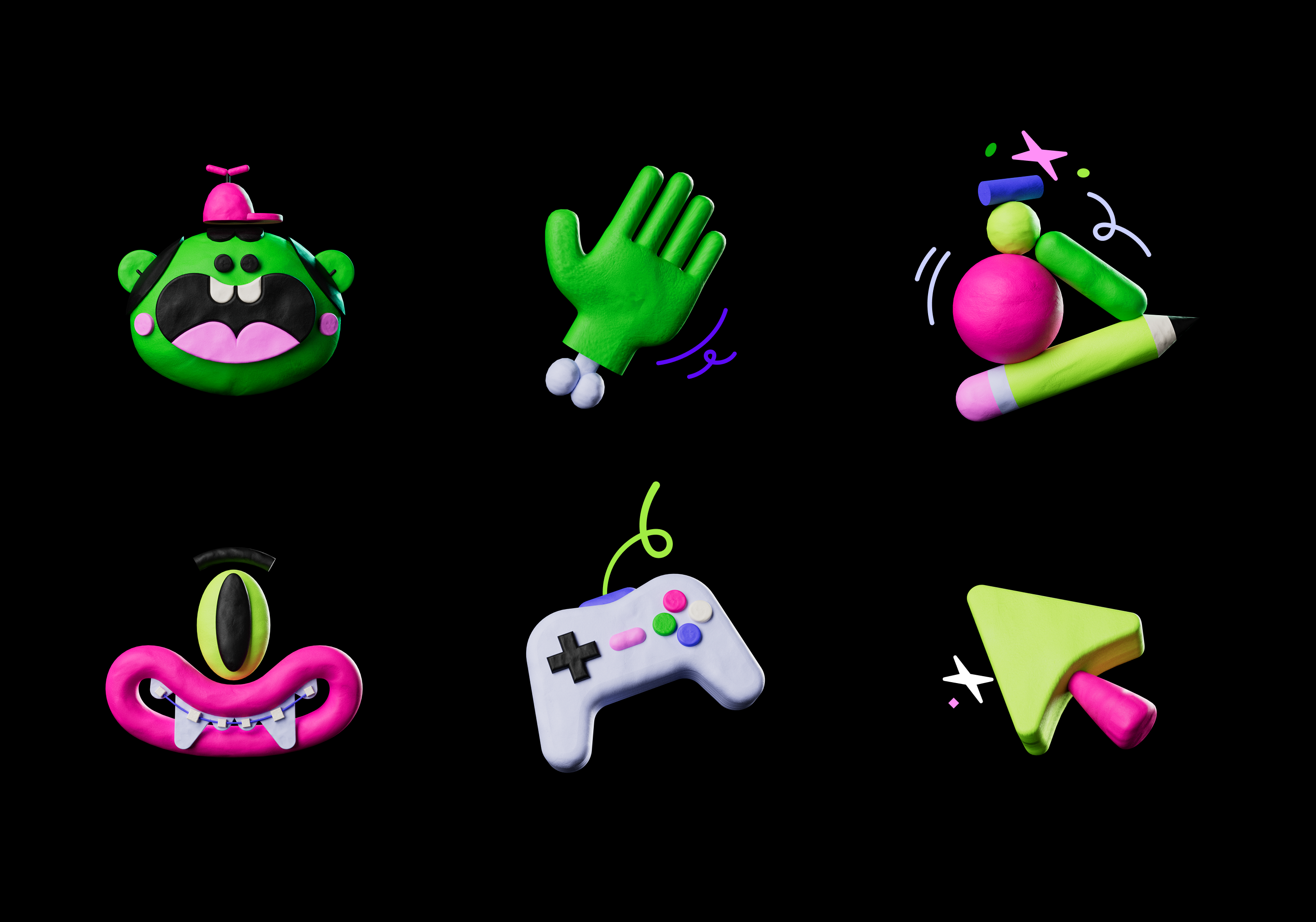 Clay Icons 3d c4d character design clay cursor icons ideas illustration