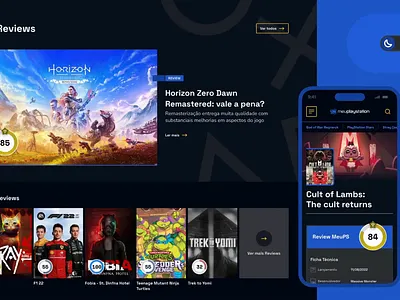 UI dark & light theme for a gaming blog website - MeuPlayStation dark design figma gaming interaction interface light mode playstation switch themes ui webdesign