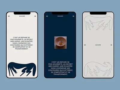 Minimal Poetic Culinary Interface abstract animal aesthetic experience balanced composition clean layout contemporary visuals culinary harmony culinary interface emotional design food culture french typography gourmet concept interface concept line illustration mobile interface mobile storytelling modern minimalism poetic design serif text