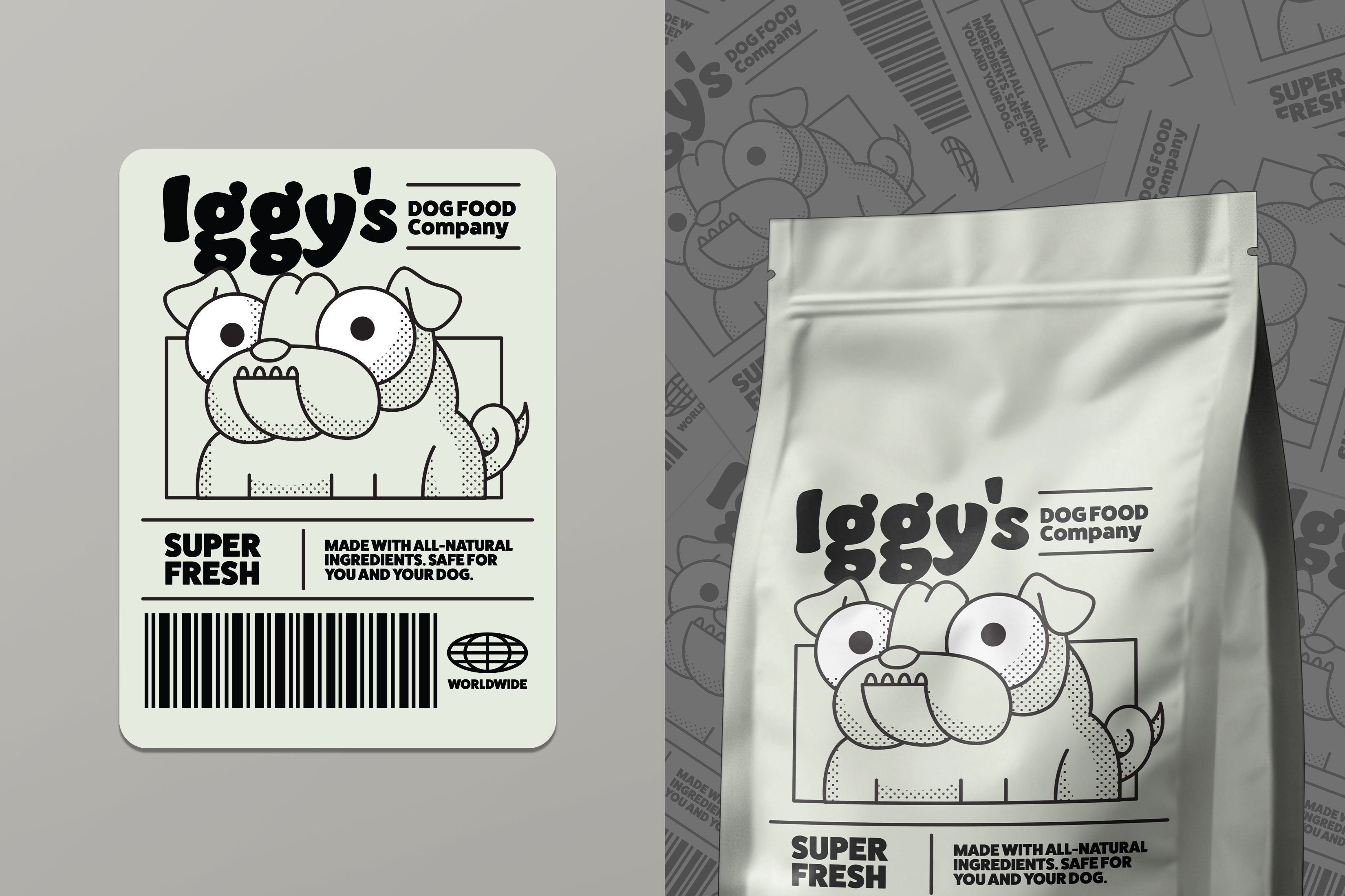 Iggy's dog food label branding dog food iggy illustration illustrator the creative pain vector