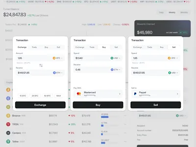 Web3 Crypto Dashboard SaaS – Transaction Modal blockchain card crypto cryptocurrency dashboard design exchange modal pop up product design saas trade transaction ui component ui modal uiux ux web app web design web3