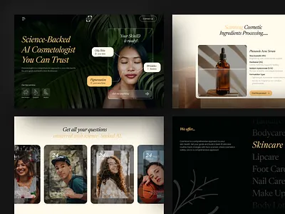 Cosmetologist - AI Smart Skin Website ai ai website beauty cosmetic home page landing page makeup minimal skincare ui uiux web web design website