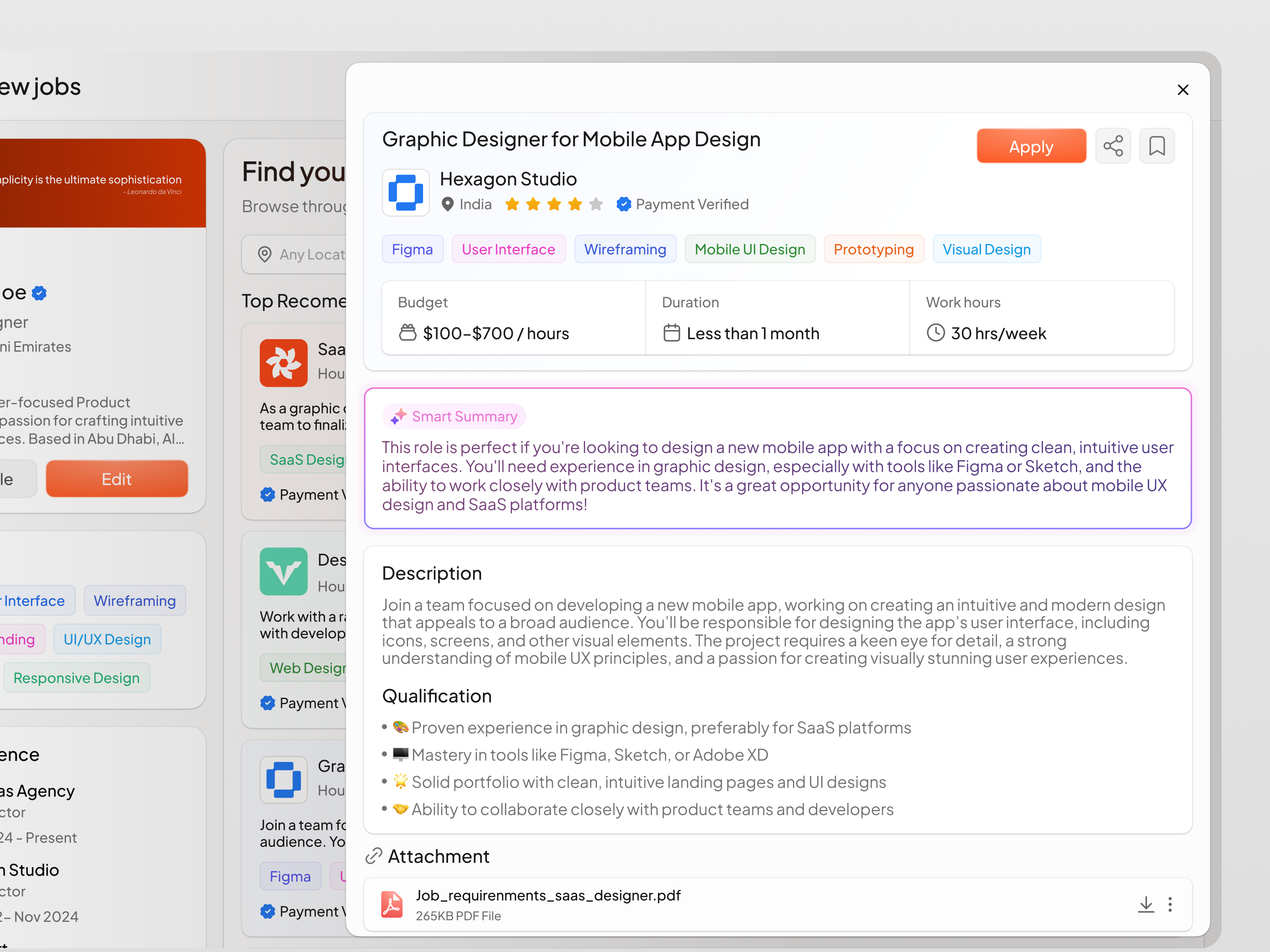Workora - Job Search Dashboard apply cansaas card career clean dashboard design hiring job job detail job finder job search minimal platform product design saas ui ux work