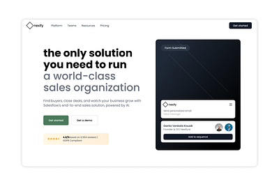 nexify sales organisation home landing page sales salesdashboard salesplatform uiux webdesign