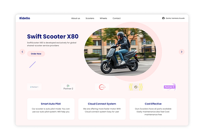 RideGo Scooter Platform Home Landing Page platform scooter scooterselling uiux webdesign