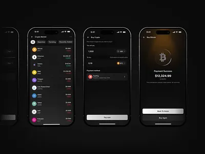Wooolet Mobile App - Buy Crypto Screen 3d animation app bitcoin blockchain branding crypto crypto wallet cryptocurrency dark design interaction mobile app motion graphics ui ui animaton uigo uiux ux wallet