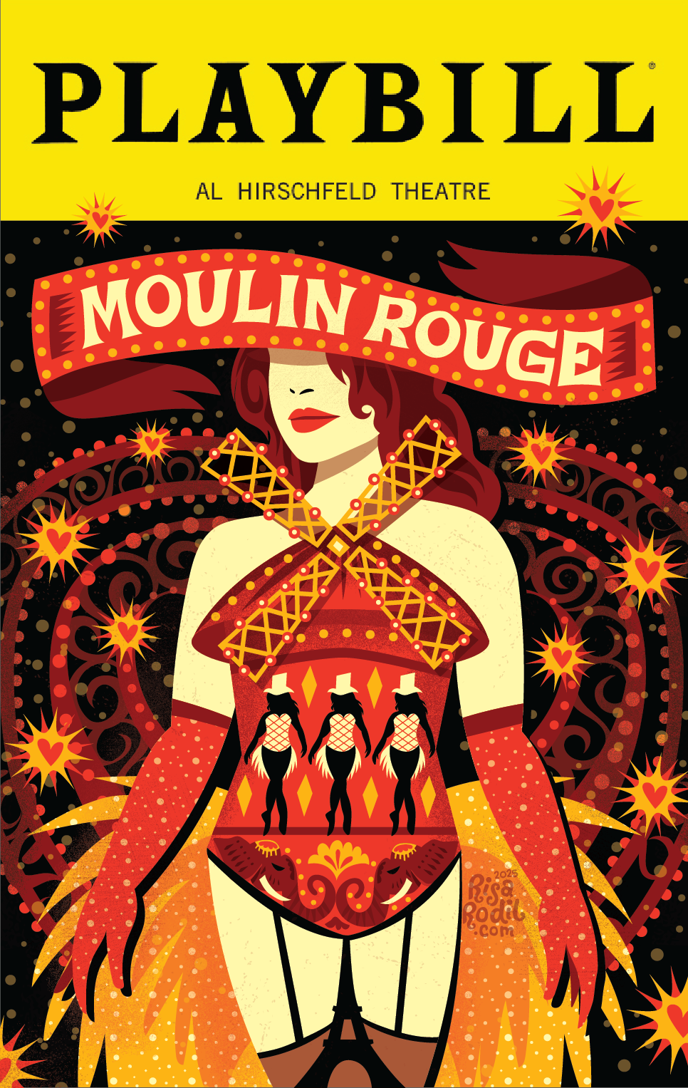 Moulin Rouge Reimagined Playbill art direction broadway flat design hand lettering handwritten type illustration lettering moulin rouge musical playbill typography