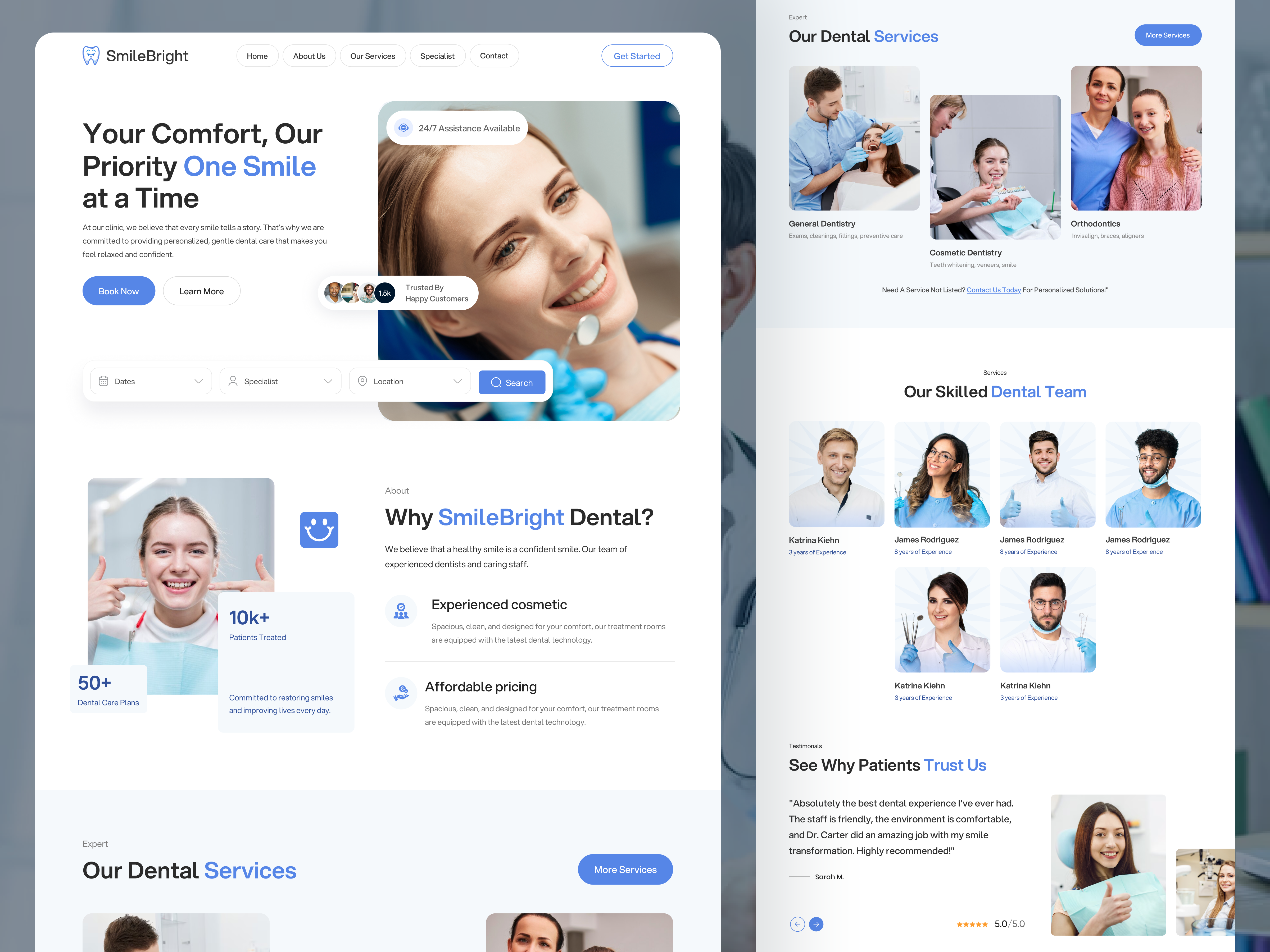 SmileBright Modern Dental Website Design clean ui delisas delisas.com dental care dentalwebsit dentist website health tech healthcare landing page landing page design modern ui saas ui ux website website design