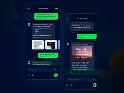 Chat UI interface - AdioAI chatapp chatbot chatui cleanui design designinspiration mobileapp productdesign smartui ui uidesign ux uxdesign