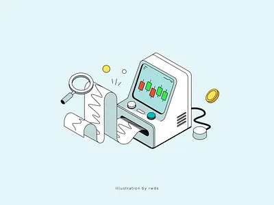 Market blcokchain candlestick charts chart crypto illustration isometric market web3