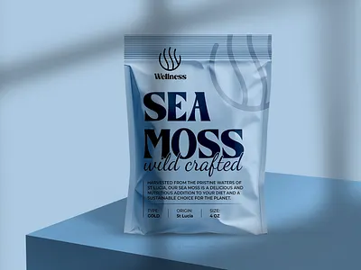 Sea Moss Pouch Packaging Design 3d animation box packaging branding design food food packaging graphic design illustration label design logo motion graphics packaging packaging design pouch product label design stand up pouch supplement label supplement label design ui