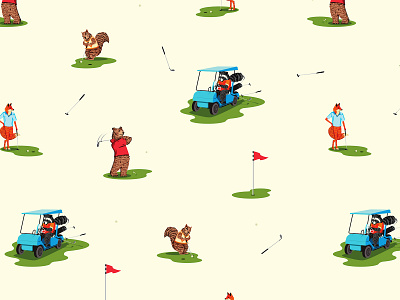 Golf Critters critters golf illustration illustrator pattern rsvlt the creative pain vector