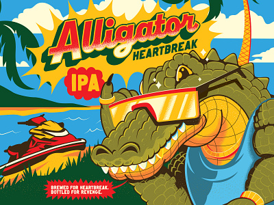 Alligator Heartbreak alligator branding heart break illustration illustrator ipa label sticker app the creative pain vector