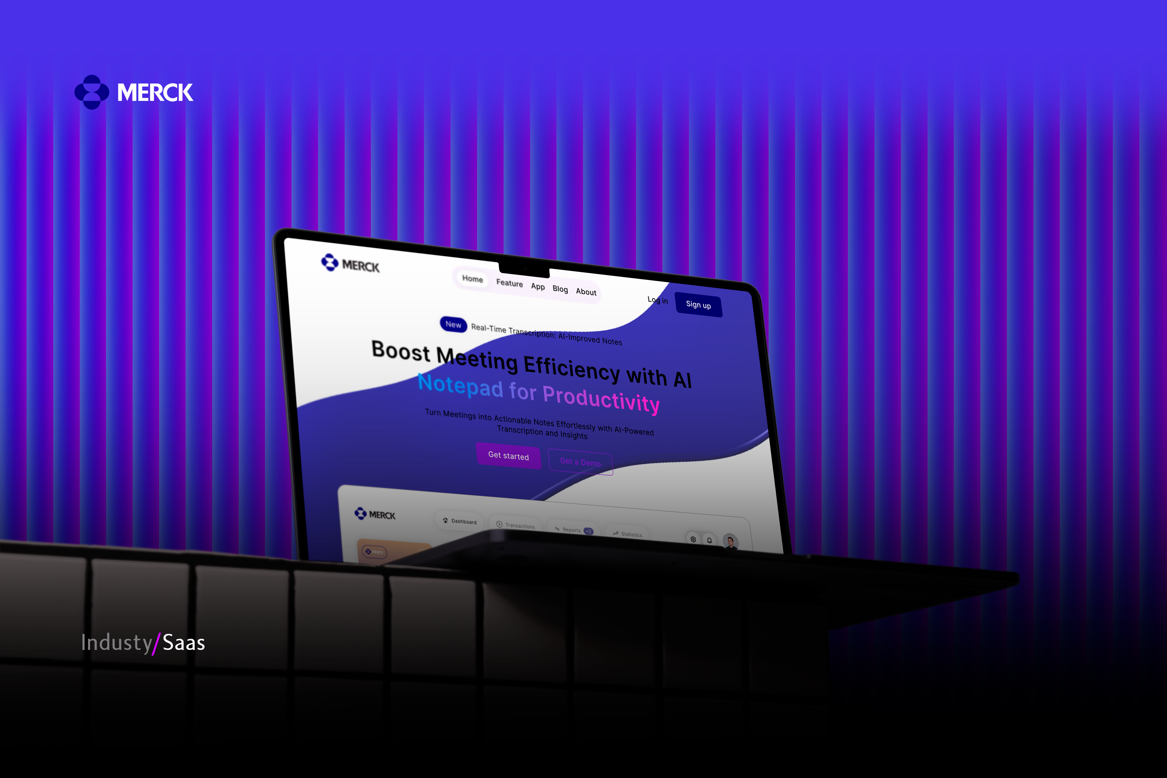 Merck – AI-Powered Meeting Notes SaaS Landing Page animation saas uiux design user experience design web design