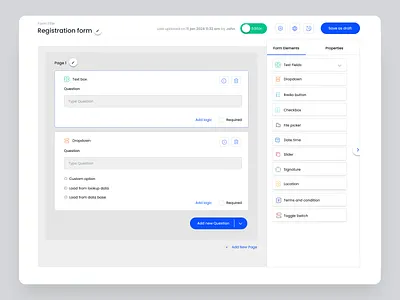 Form Builder app design ui ux web